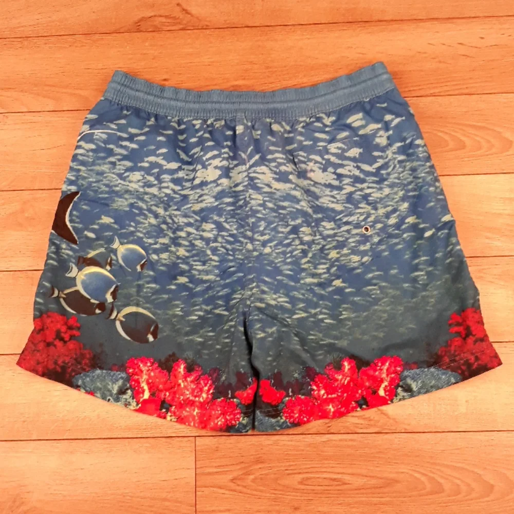 POLO RALPH LAUREN Recent‎ Blue Yellow Fish Corral Sz Large Mens Swim Trunks